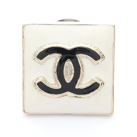 CHANEL Coco Mark Brooch Accessory GP (Gold Plated) Women's Gold, White, and B... - Picture 1 of 5